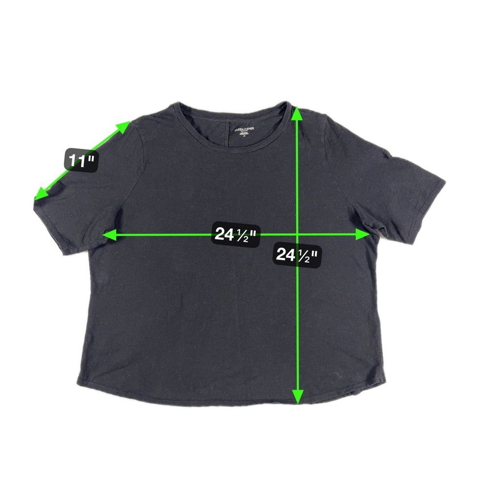 EILEEN FISHER Women's 1X Organic Cotton Tee Black Basic Boxy Comfort Everyday - Picture 8 of 9